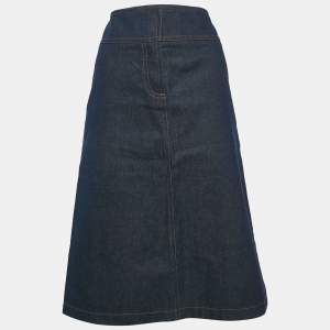 Chloe Vintage Navy Blue Applique Denim Pencil Skirt S