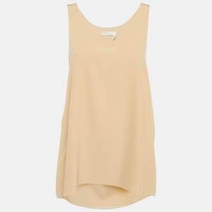 Chloe Woody Beige Silk Sleeveless Top M