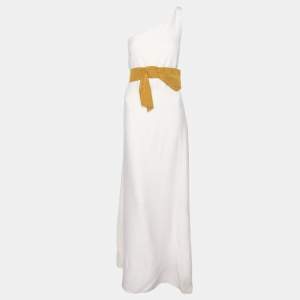 Chloe White Fabric Blend Bow Maxi Dress