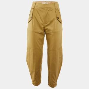 Chloe Beige Gabardine Cotton Patch Detail Trousers M