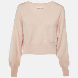 Chloe Shadow Pink Cashmere Blend Crop Sweater S