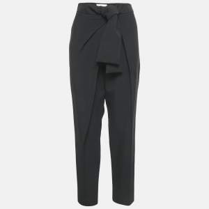 Chloe Black Crepe Tie-Up Waist Detail Trousers L