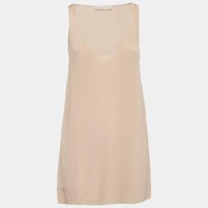 Chloe Powdery Pink Silk Scoop Neck Tank Top S