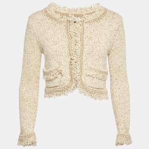 Chloé Cream Knit Fringed Cardigan M