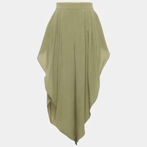 Chloe Plant Green Silk  Tulip Pants M