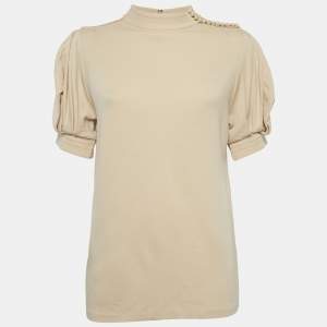 Chloé  Beige Wool Jersey Crew Neck Top S