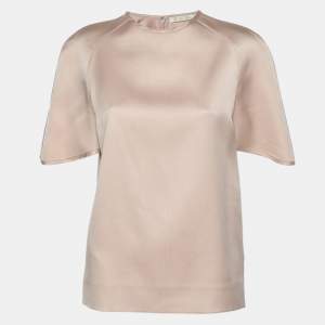 Chloe Beige Wool Blend Satin Top S
