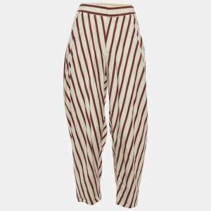 Pre Owned Chloe Cream & Red Striped Baggy Pants S