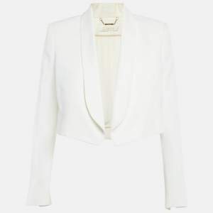 Pre Owned Chloe Off-White Crepe Open Front Cropped Blazer M