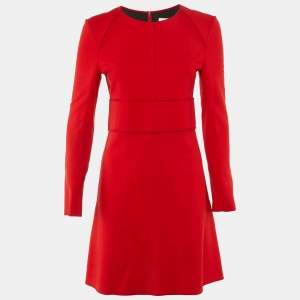 Pre Owned Chloe Red Wool Full Sleeve Mini Dress M