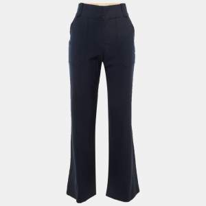 Pre Owned Chloe Navy Blue Wool Flared Trousers M