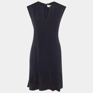 Pre Owned Chloe Navy Blue Crepe Flounced Sleeveless Dress S