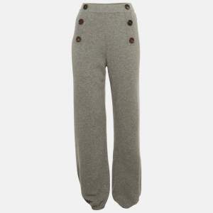 Pre Owned Chloe Grey Wool Button Detail Sweatpants XS