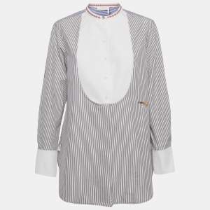 Pre Owned Chloe Black/White Striped Cotton Tunic M 