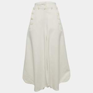 Pre Owned Chloe White Denim Wide Leg High Rise Jeans M