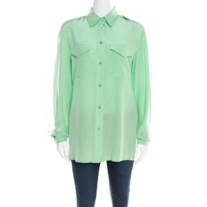 Chloe Green Silk Long Sleeve Blouse M