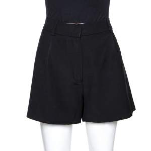 Pre Owned Chloé Black Crepe Iconic Pleated Shorts M