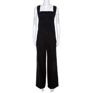 Chloé Black Dot Motif Jacquard Wide Leg Jumpsuit M