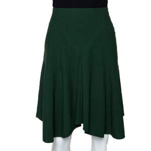 Pre Owned Chloe Forest Green Crepe Flared Skirt M