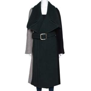 Chloé Colorblock Wool Blend Belted Long Coat M