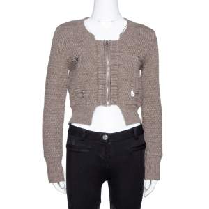 Pre Owned Chloe Nuage Wool Knit Cropped Zip Front Jacket XS