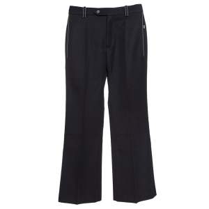 Pre Owned Chloe Black Wool Gabardine Straight Leg Cropped Trousers S 
