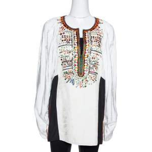 Chloe Off White Jacquard Embroidered & Embellished Tunic M