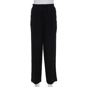 Pre Owned Chloe Black Crepe Rainbow Stripe Detail Trousers L
