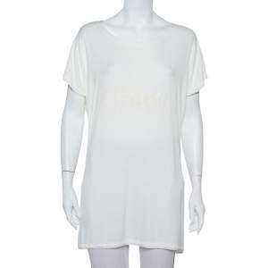 Chloe Cream Knit Logo Printed Tunic L