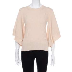 Pre Owned Chloé Pale Pink Cashmere Wide Sleeve Sweater XS