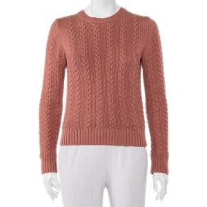 Pre Owned Chloe Marron Rouge Cotton Cable Knit Sweater XS