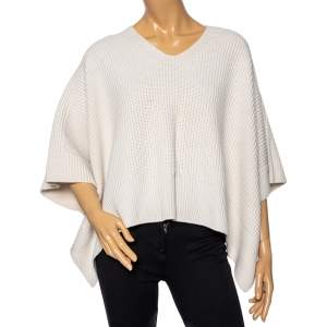 Pre Owned Chloe Chalk Cashmere Knit Buttoned Detailed Poncho XS/S