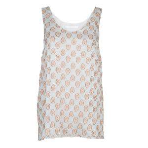 Pre Owned Chloe White Lurex Silk Jacquard Sleeveless Top M