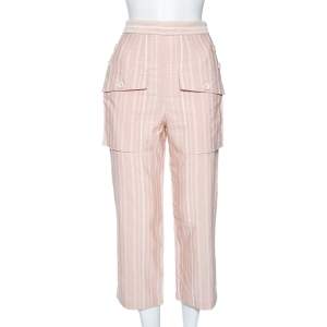 Chloe Light Pink Striped Pocketed Straight Leg Pants S