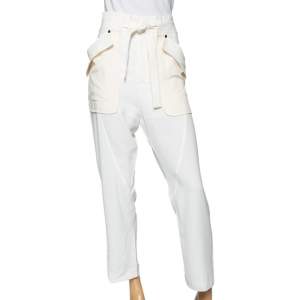 Pre Owned Chloe White Crepe Oversized Pocket Detail Pants S