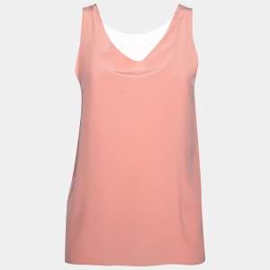 Pre Owned Chloe Peach Silk Sleeveless Top M