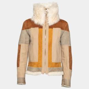 Pre Owned Chloe Off White Suede and Shearling Reversible Jacket S