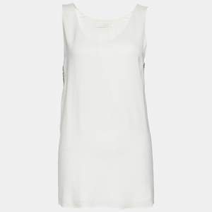 Chloe Off-White Crepe Embellished Sleeveless Blouse M