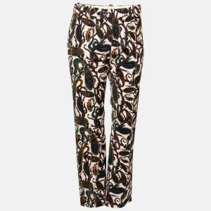 Pre Owned Chloe Beige Paisley Print Velvet Classic Straight Trousers M Waist 29" 