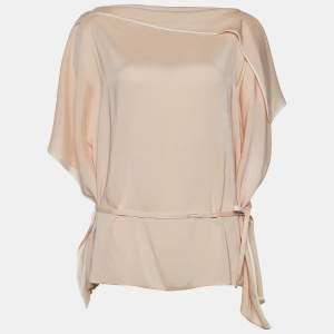 Pre Owned Chloe Bliss Pink Silk Blend Belted Kaftan Blouse M