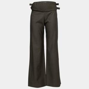 Pre Owned Chloe Olive Green Crepe Pleated Side Buckled Trousers M