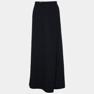 Chloe Black Wool & Cotton Pleated Detail Maxi Skirt M