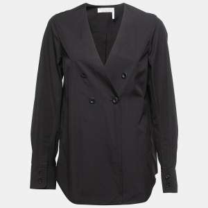Chloe Black Cotton Double Breasted Blouse M