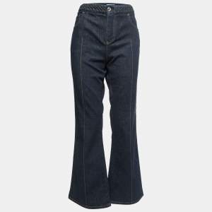 Chloe Dark Blue Denim Braided Detail Flared Jeans L Waist 34"