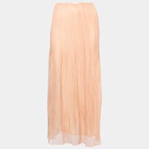 Chloe Peach Beige Plisse Chiffon Maxi Skirt M