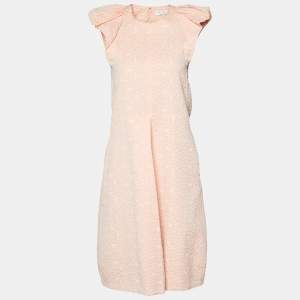 Pre Owned Chloe Pink Floral Jacquard Ruffle Sleeve Dress S
