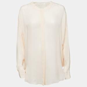 Chloe Skin Pink Silk Chiffon Button Front Blouse M