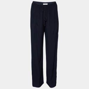 Pre Owned Chloe Navy Blue Crepe Straight Leg Pants M
