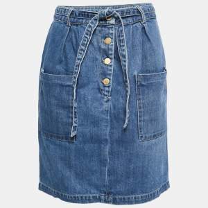 Chloe Blue Denim Belted Mini Skirt M
