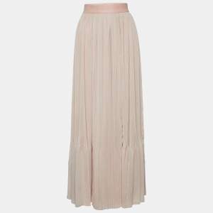 Chloe Pink Silk Chiffon Pleated Midi Skirt S